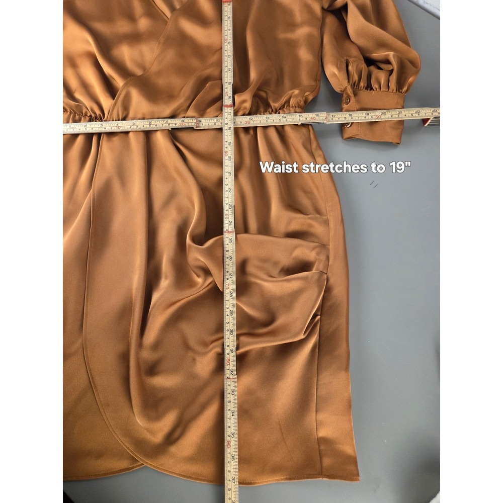 Worthington Sz XL Caramel Brown Long Sleeve Dress Wrap Silhouette Lined - Picture 9 of 9